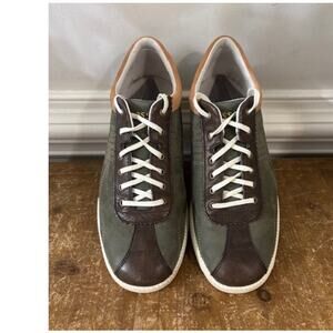 Fossil Sneakers Casual Shoe Leather Canvas Lace Up Men's 10.5 Green Brown Rare